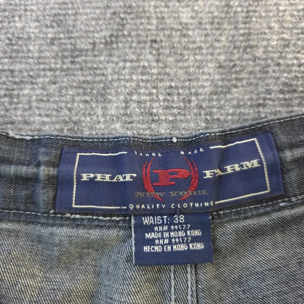 Vintage Phat‎ Farm Denim Shorts 38 Baggy Drawstring Logo Y2k Cotton 12